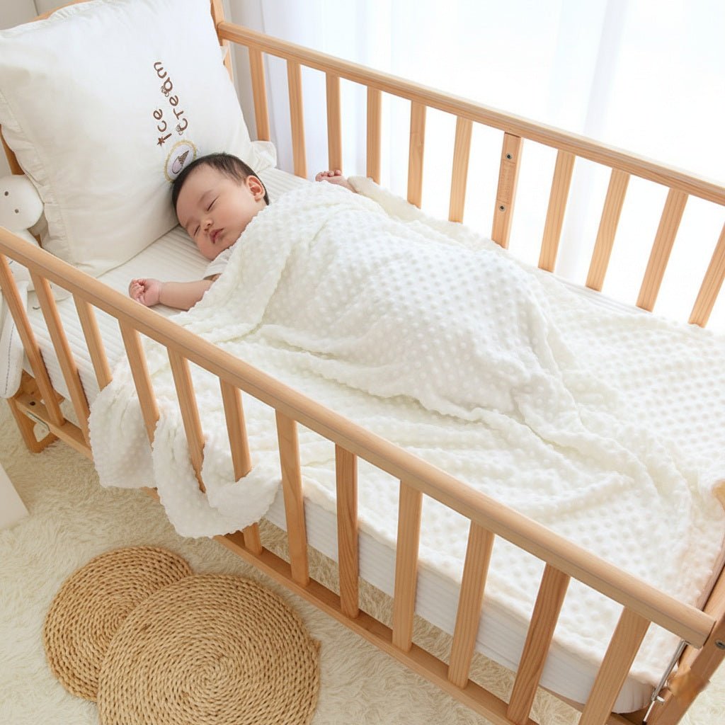 Bébé protégé avec une Couverture bébé Bulles douces blanche