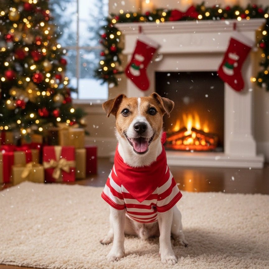 Chien avec notre Pyjama Noel Famille SantaWish™