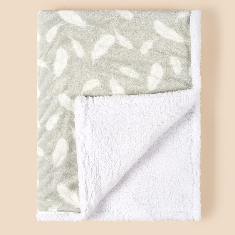 Couverture bébé Double-face Sherpa plumes gris