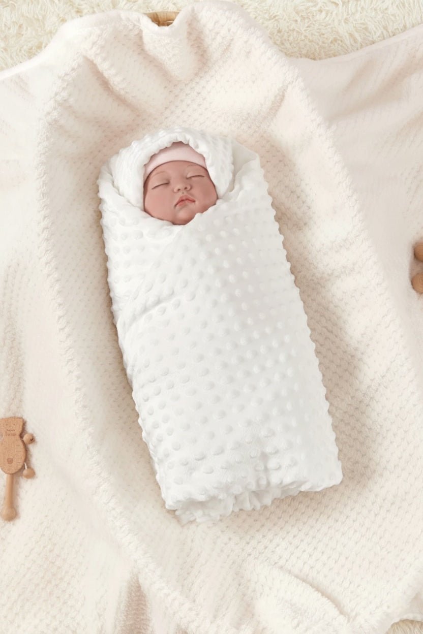 Couverture bébé RectoBulles blanche comme couverture emmaillotage