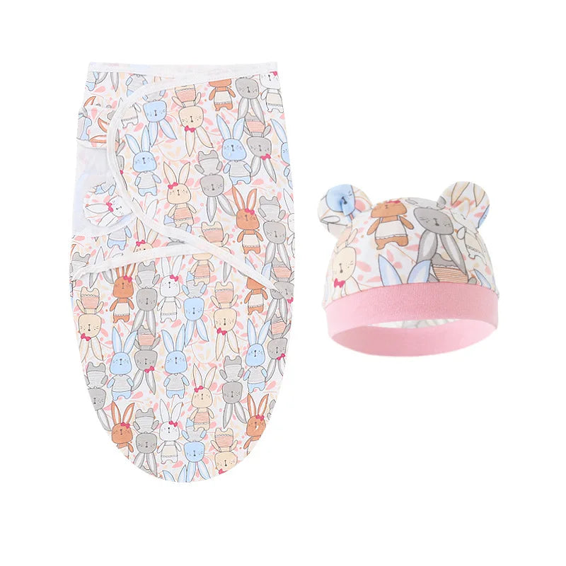 La Couverture emmaillotage lapin rose multicolore