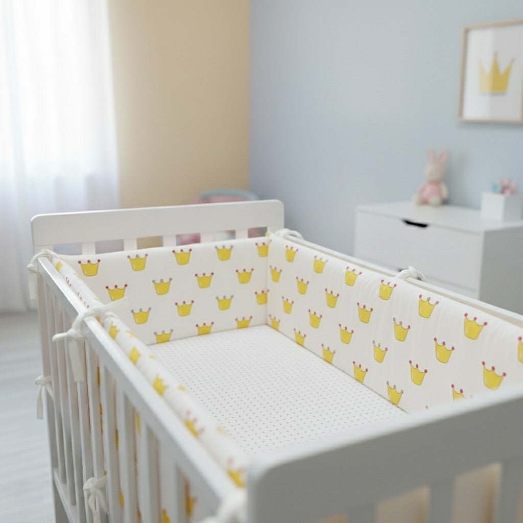 Tour de lit Couronnes jaune fixé