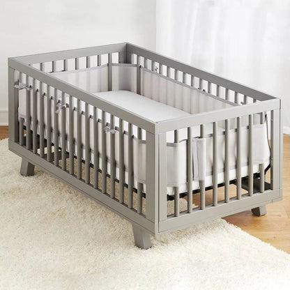 Berceau avec un tour de lit respirant gris