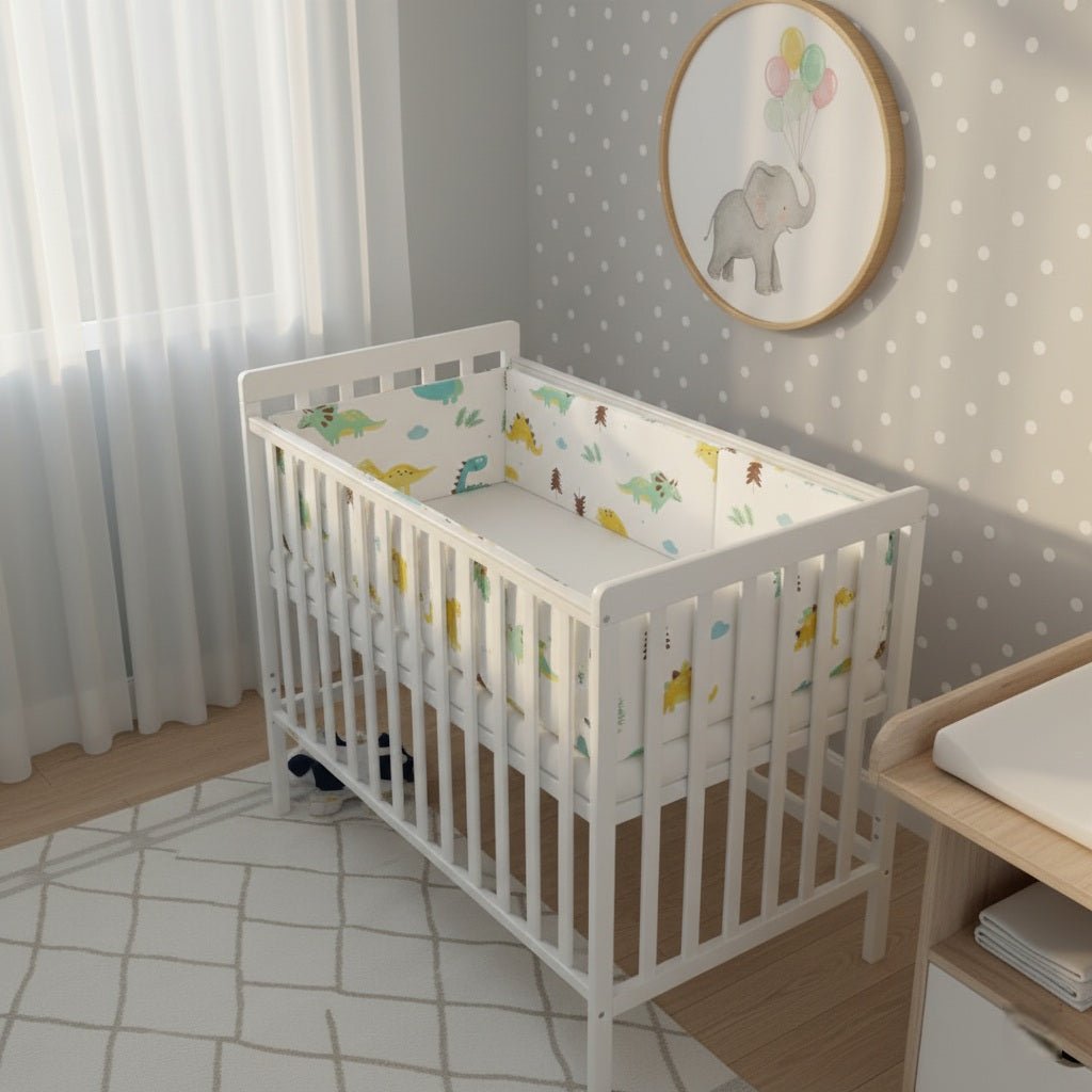 Décor avec un tour de lit Dinos clair