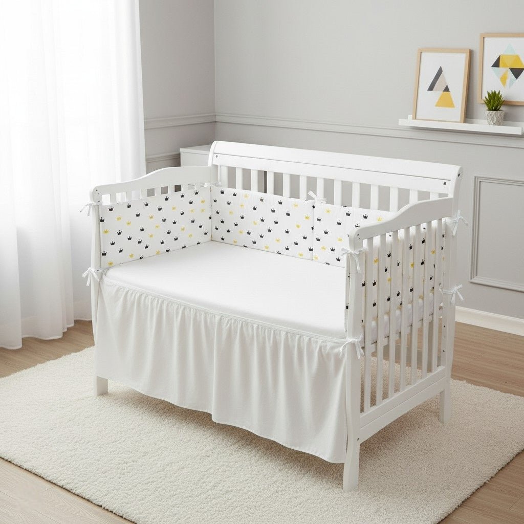 Tour de lit Couronnes jaune et noir disposé en U