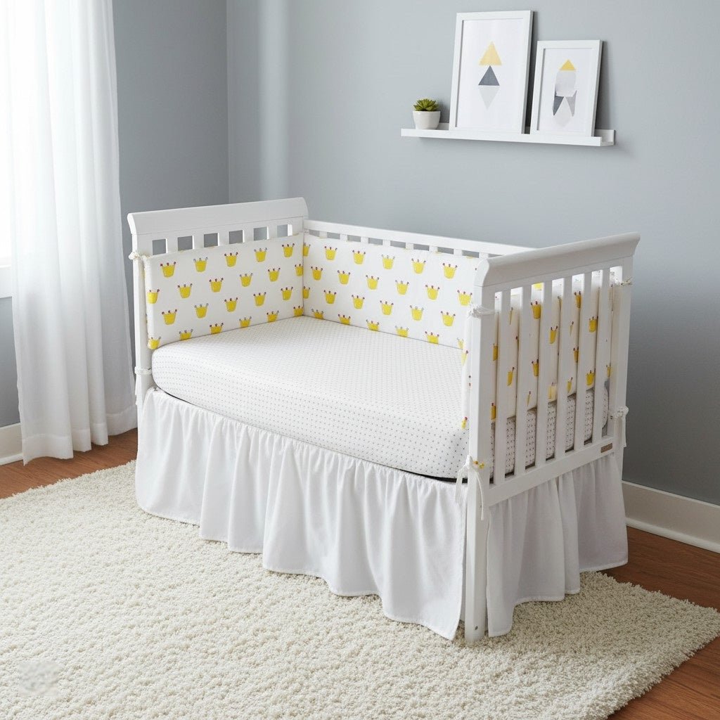 Tour de lit Couronnes jaune disposé en U