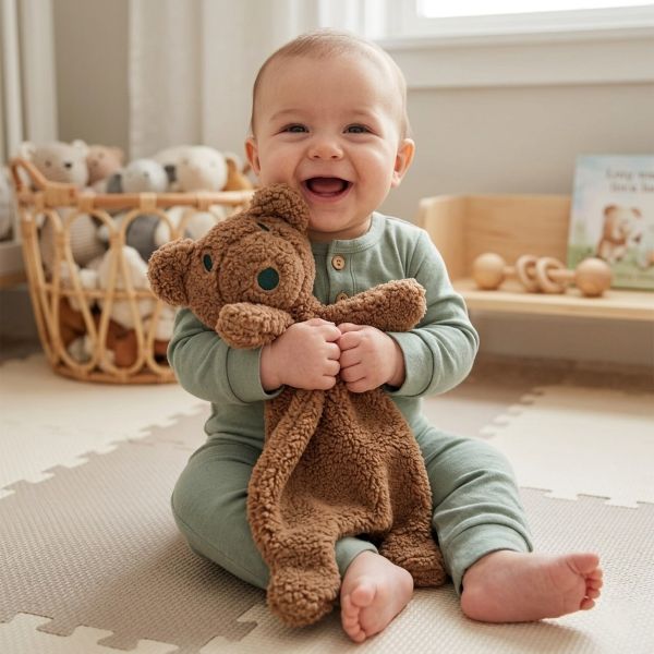 BEBE ASSIS SERRANT CONTRE LUI NOTRE DOUDOU BEBE BALOOW MARRON
