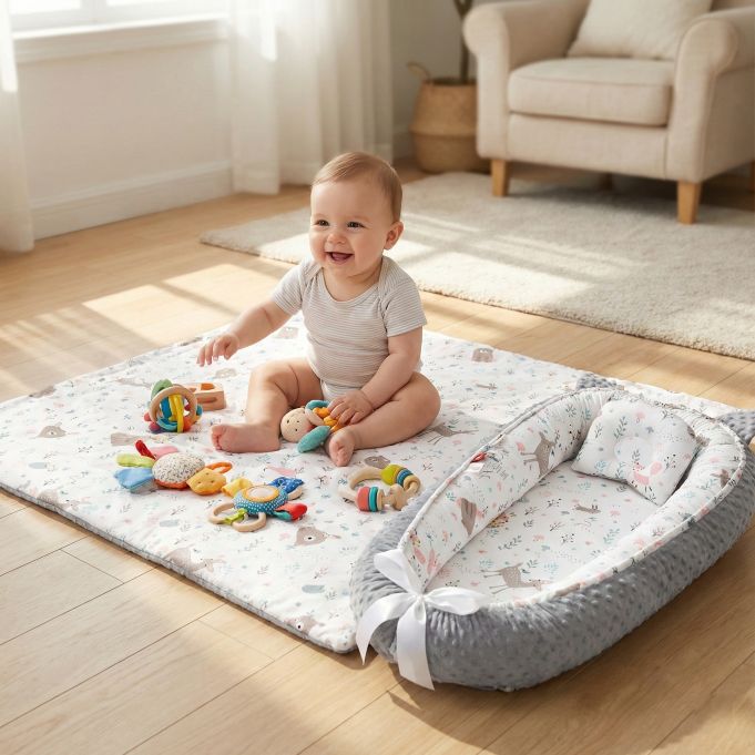 BEBE ASSIS SUR LA COUVERTURE DE NOTRE ENSEMBLE REDUCTEUR CODODO FORET