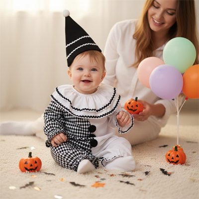 Bébé enchanté avec notre Déguisement bébé noir / blanc