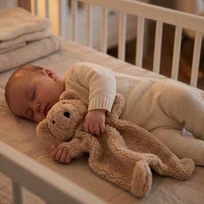 BEBE ENDORMI AVEC NOTRE DOUDOU BEBE BALOOW BEIGE