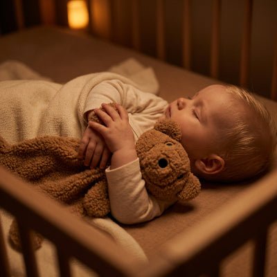 BEBE ENDORMI AVEC NOTRE DOUDOU BEBE BALOOW MARRON