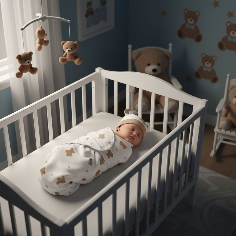 Bébé endormi avec une Couverture emmaillotage Ourson Douillet