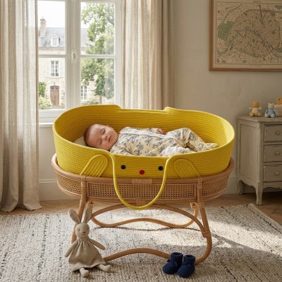 Bébé endormi dans notre couffin bébé PiouPiouNest™