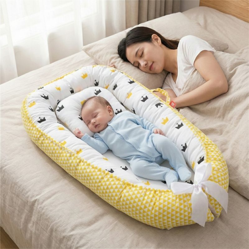 Bébé endormi dans notre réducteur cododo NidPortableBébé Royal auprès de sa maman