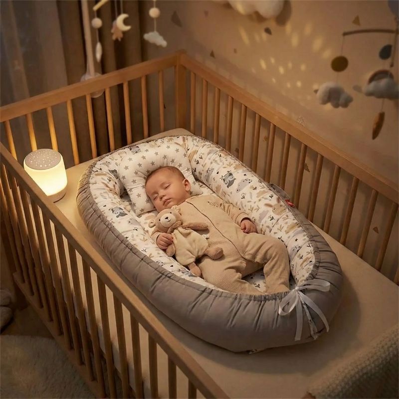 BEBE ENDORMI DANS SON BERCEAU SUR NOTRE BEBE REDUCTEUR DE LIT CUTEOWL™