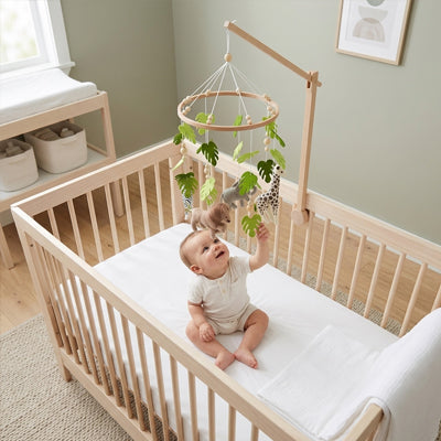 Bébé jouant avec le mobile bébé Safari
