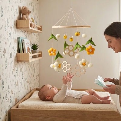 Change avec notre mobile pour bébé cadeau de naissance mixte