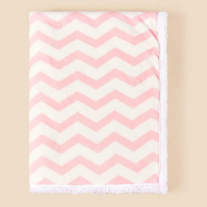 Couverture bébé Double-face Sherpa rayures rose blanc
