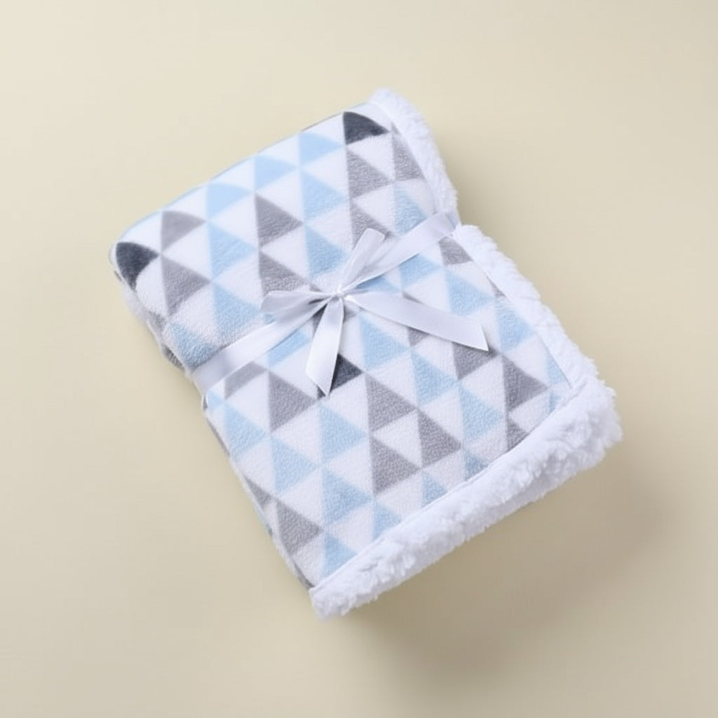 Couverture bébé Double-face Sherpa triangle bleue