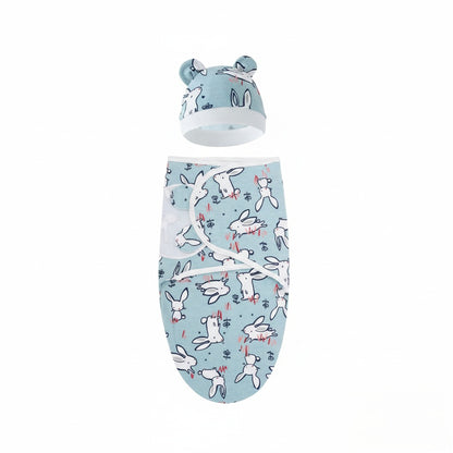 Couverture emmaillotage lapin bleue