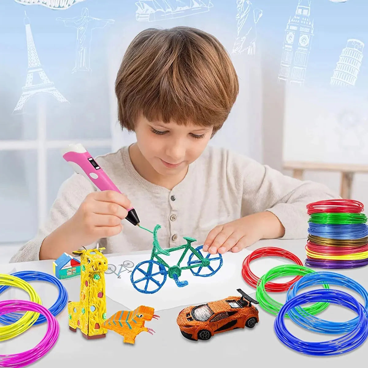 Enfant réalisant ses créations avec notre stylo 3d KidCreaLife™