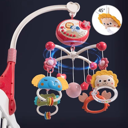 Inclinaison 45° de notre mobile musical bébé | Projecteur, télécommande et hochets détachables