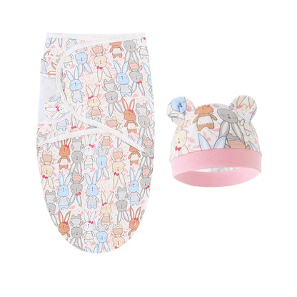 La Couverture emmaillotage lapin rose multicolore