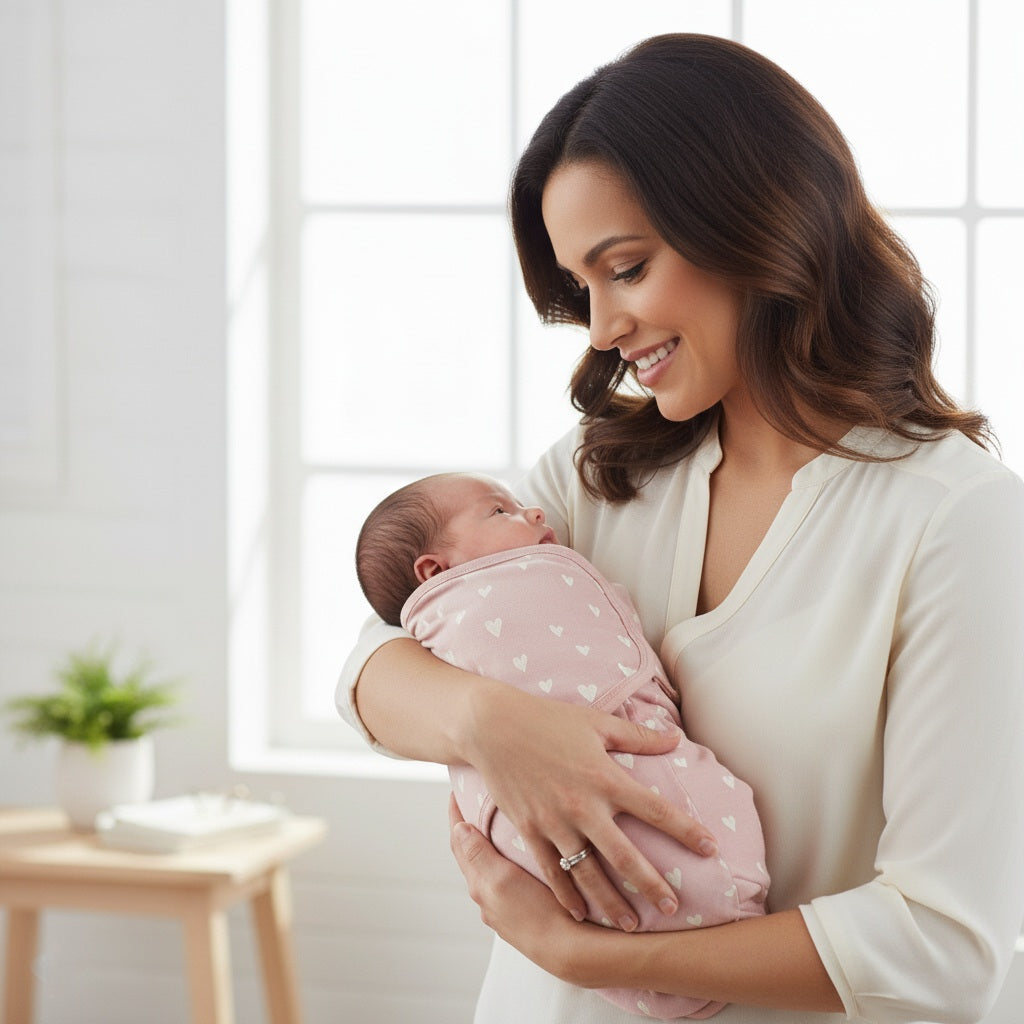 Maman et bébé dans une Couverture d emmaillotage Douceur de cœur