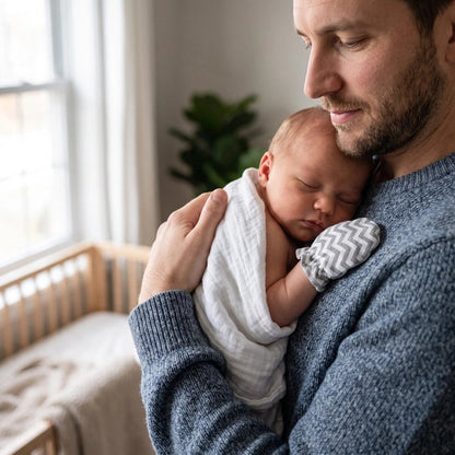 Moufles bébé blanc gris sur bébé