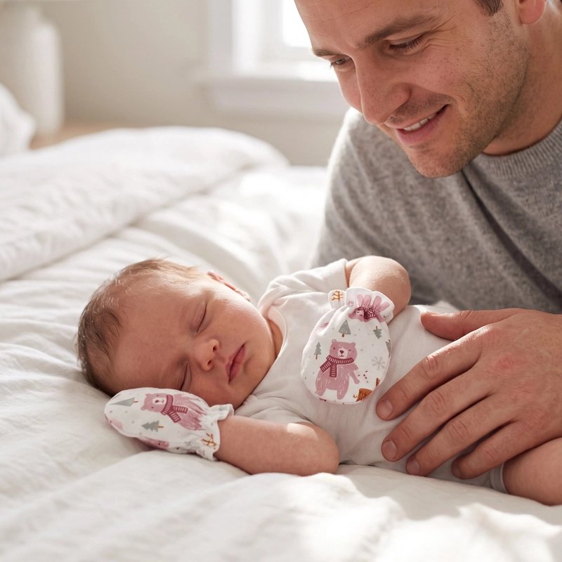 Moufles bébé ours rose sur bébé