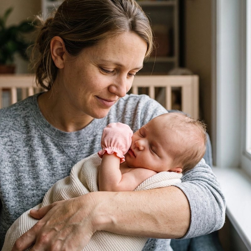 Moufles bébé rose sur bébé