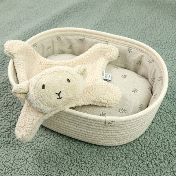 NOTRE DOUDOU BEBE SHEEPA DANS UN PANIER