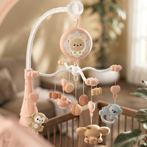 Notre mobile musical bébé rose fixé