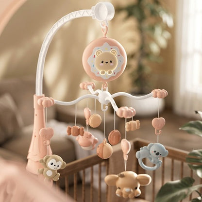 Notre mobile musical bébé rose fixé