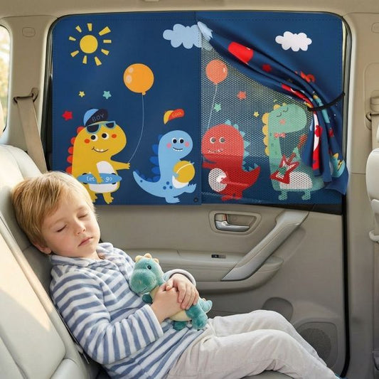 Notre pare soleil voiture bébé Dino protégeant bébé
