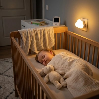 Notre Veilleuse murale capteur de luminosité au chevet de bébé