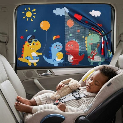 Pare soleil voiture bébé Dino protégeant bébé