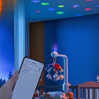Projection étoilée de notre mobile musical bébé Crabi Dodo
