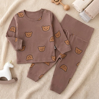 Pyjama bebe marron - Ensemble coton à manches longues