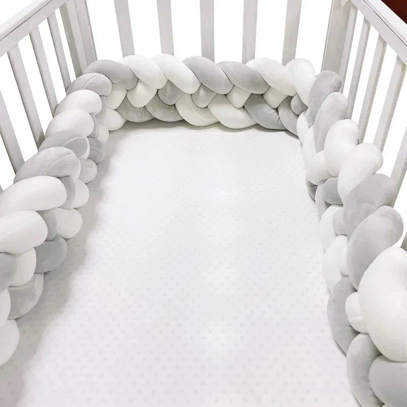Tour de Lit Bébé - CozyKnot™ - Blanc Gris - Bien - être Bébé