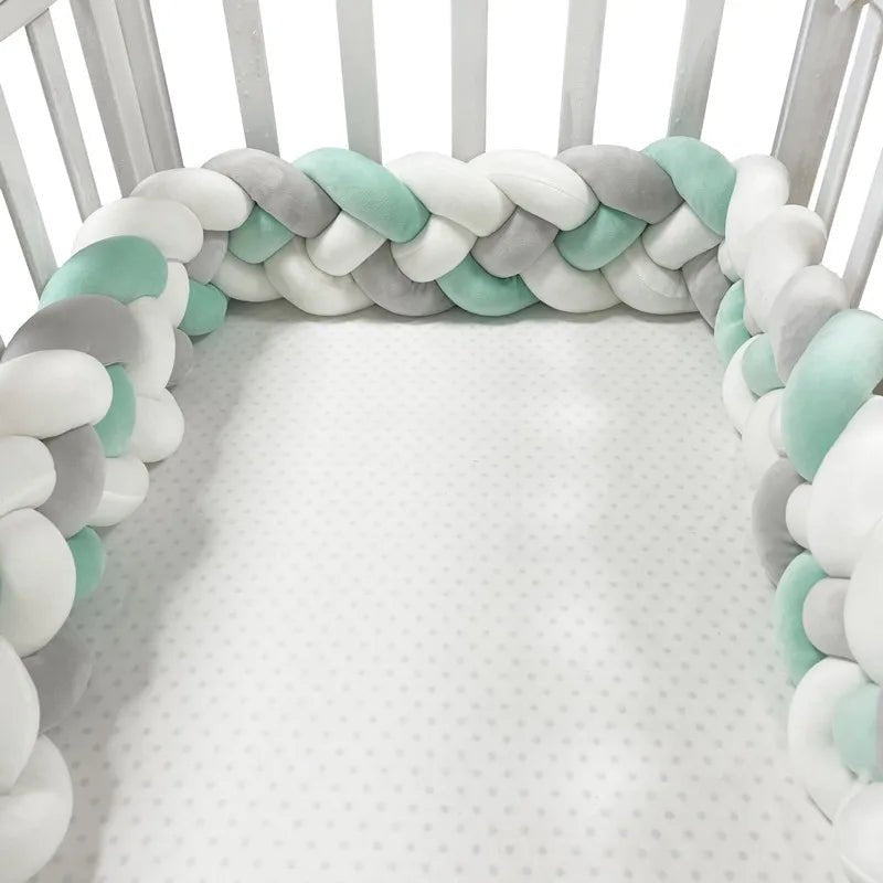 Tour de Lit Bébé - CozyKnot™ - Vert Blanc - Bien - être Bébé