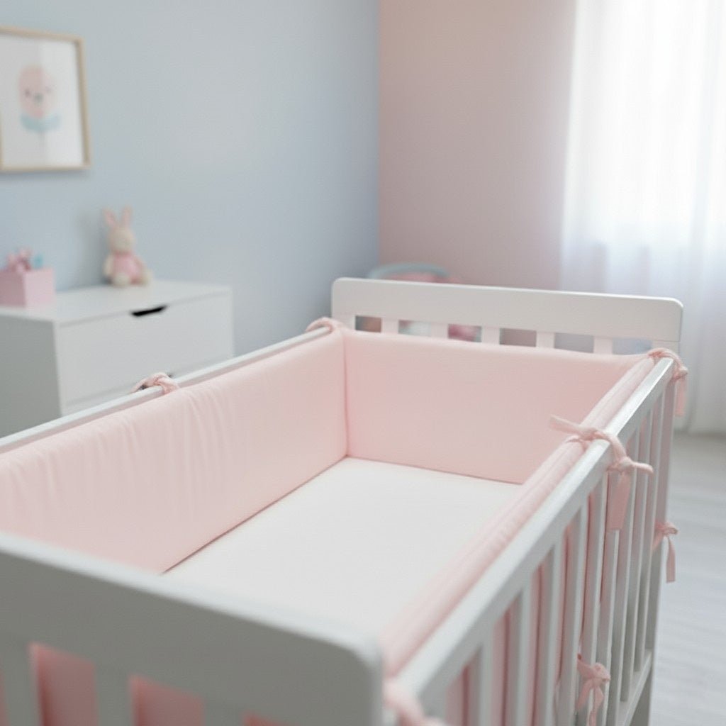 Lit avec un tour de lit bébé SimpleChic™ rose