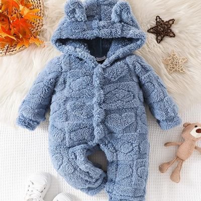 Vue de face de notre grenouillère bébé Oursonette™ bleue