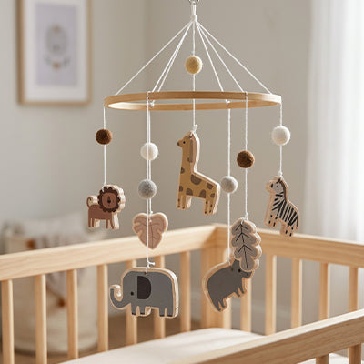 Vue de notre suspension lit bébé Animaux Safari